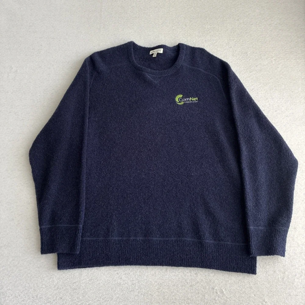 Peter Millar Mens Navy Merino Wool Blend Raglan Sweater 2XL XXL Preppy Yak